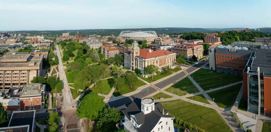 An image of syracuse university's campus from above.